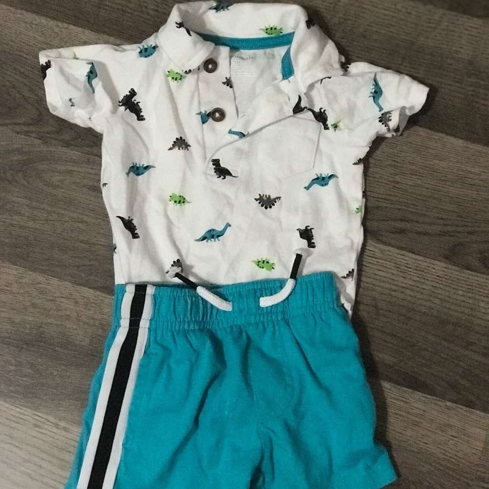 Baby boy dinosaur themed outfit